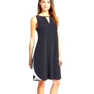 Eileen Fisher Petite double layer silk sleeveless  Black Dress